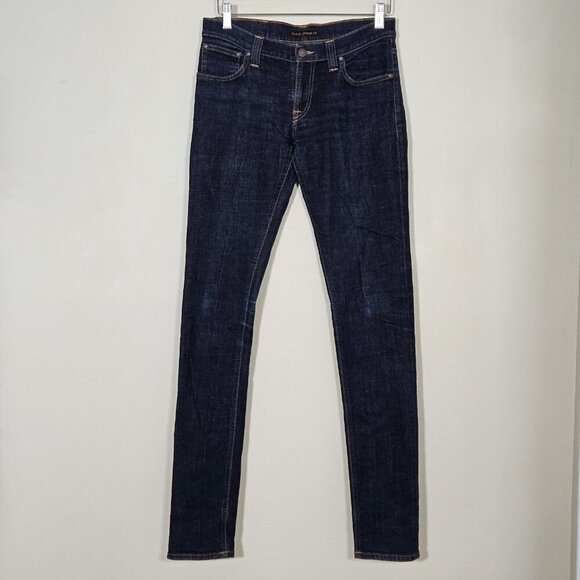 Nudie Jeans Mens 29x34 Blue Dark Straigh Leg Stretch Italy Organic Cotton Preppy - Picture 1 of 16